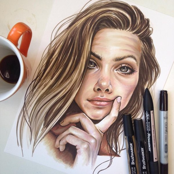 Портреты людей маркерами