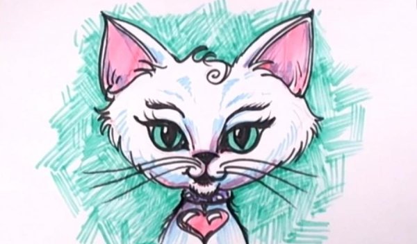 Рисунки фломастерами кошки