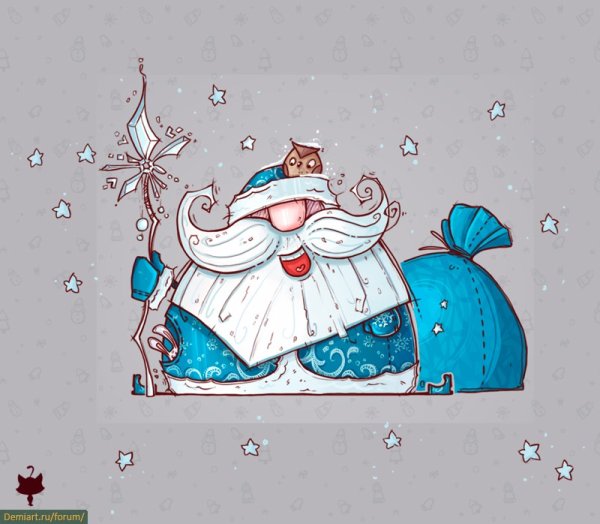 Смешной дед Мороз рисунок