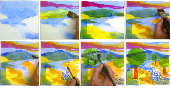 Рисование деревьев акварелью