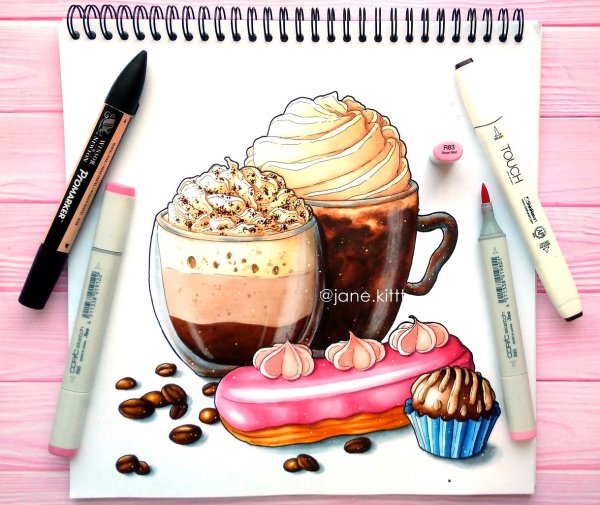 Скетчи маркерами сладости