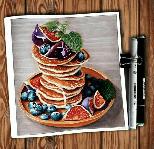Рисование еды в скетчбуке