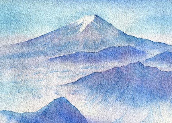 Горы акварелью лессировка