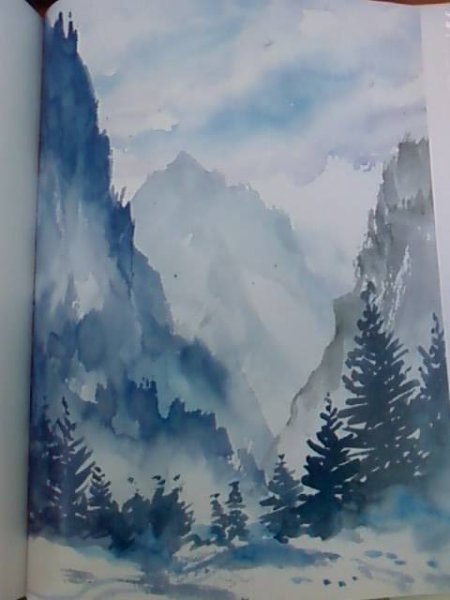 Пейзаж гуашью для начинающих горы