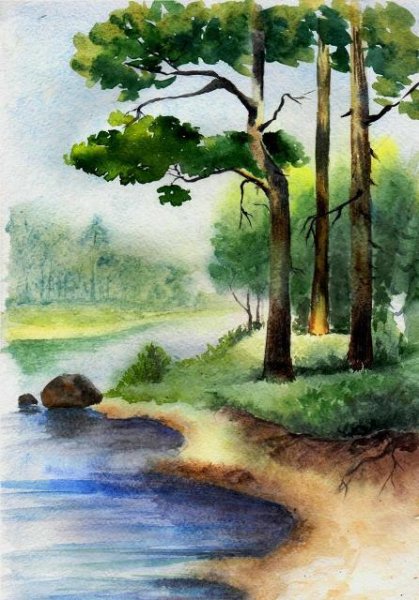 Уроки рисования акварелью пейзажи