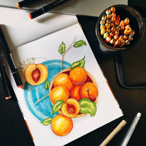 Фрукты фломастерами