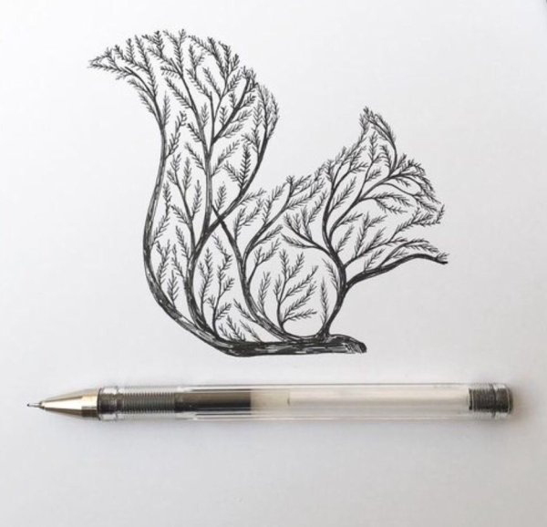 Рисунки чёрной ручкой