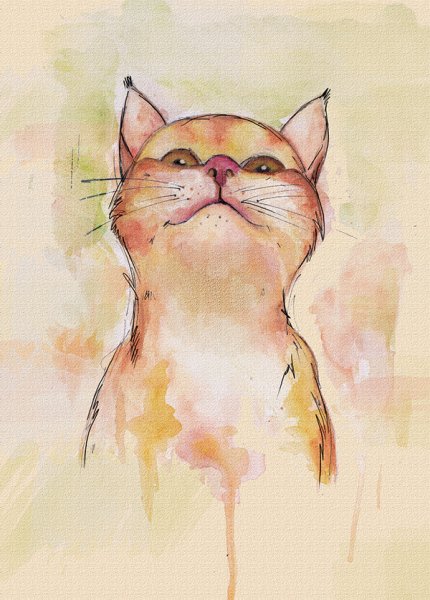 Котенок акварелью для начинающих