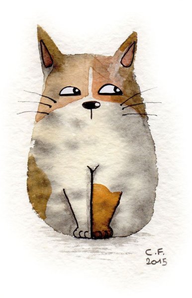 Милые коты акварель