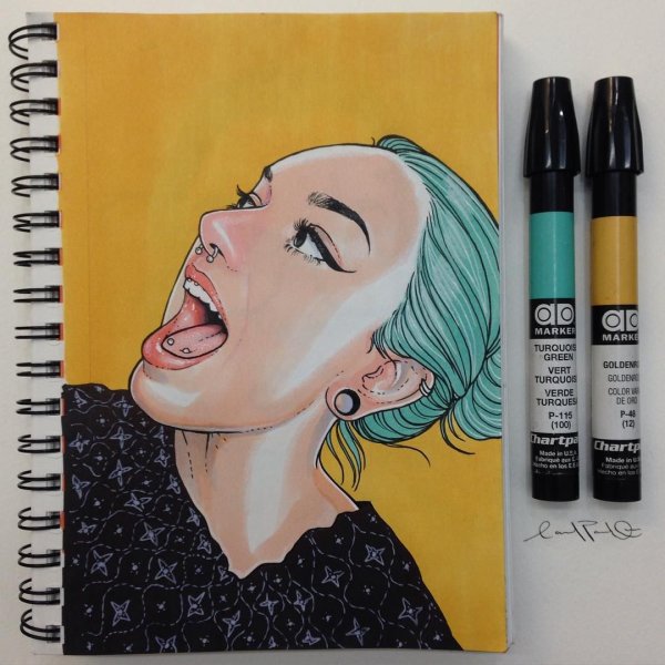 Портрет Фрида маркерами Copic