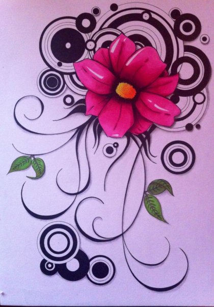 Рисование цветов фломастерами