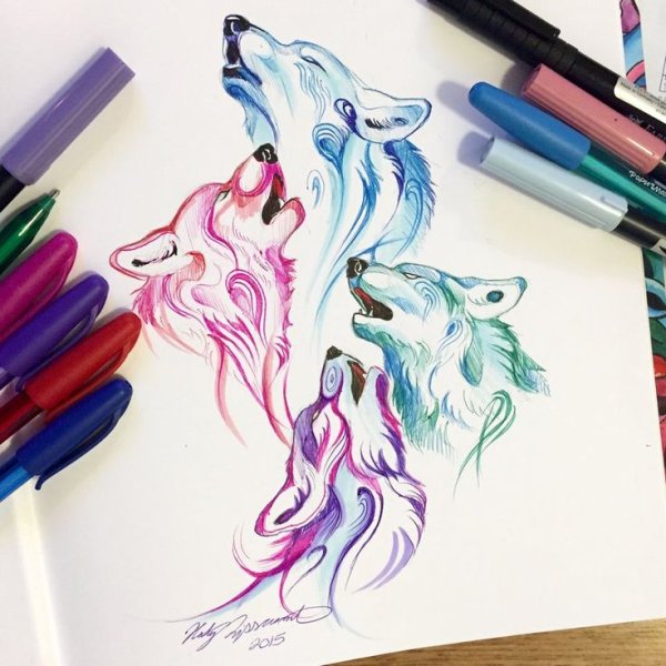 Рисование маркерами животные