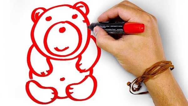 Рисунки красным маркером