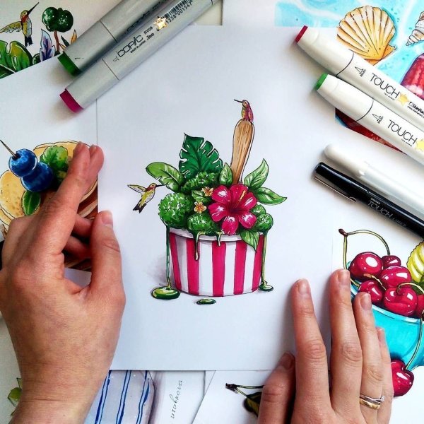 Рисование цветными карандашами и фломастерами