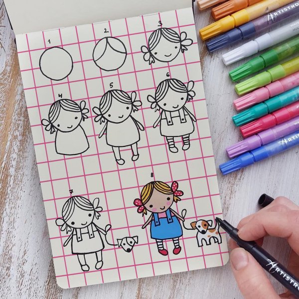 Рисунок легкий фломастером