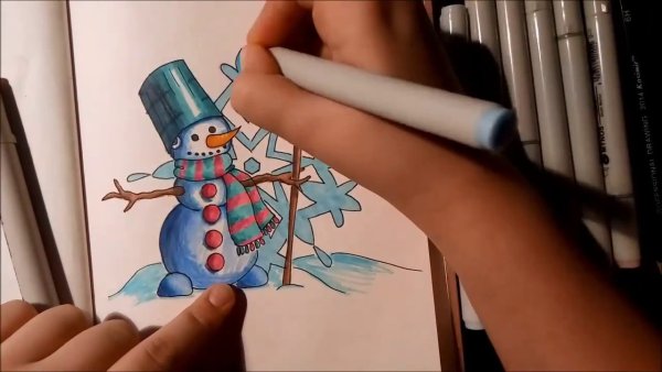 Зима фломастерами