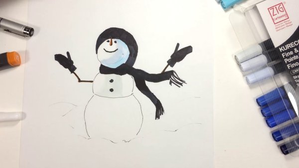 Новогодние иллюстрации маркерами