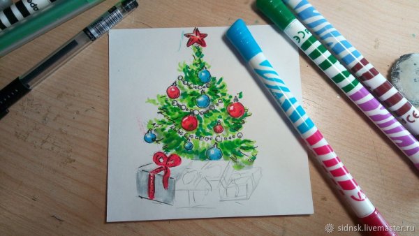 Елка фломастерами