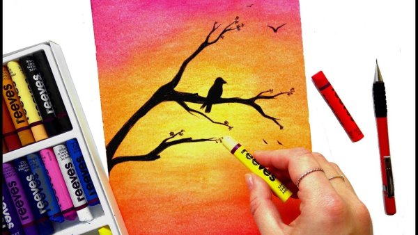 Закат рисунок маркерами