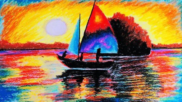 Закат рисунок фломастерами