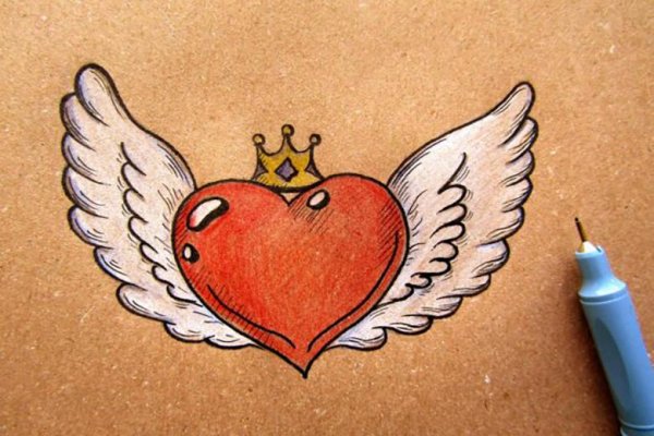 Сердечко с крыльями рисунок