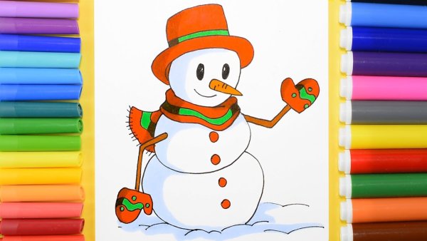 Снеговик фломастерами