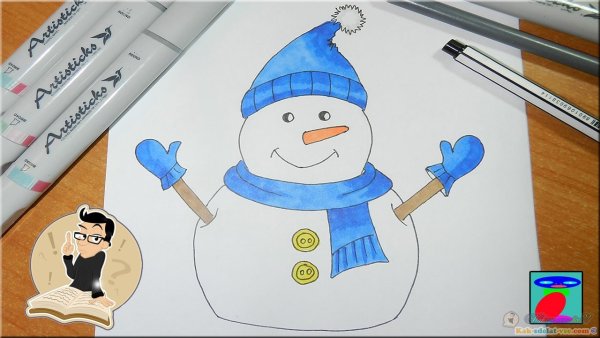 Детские рисунки на новый год фломастерами