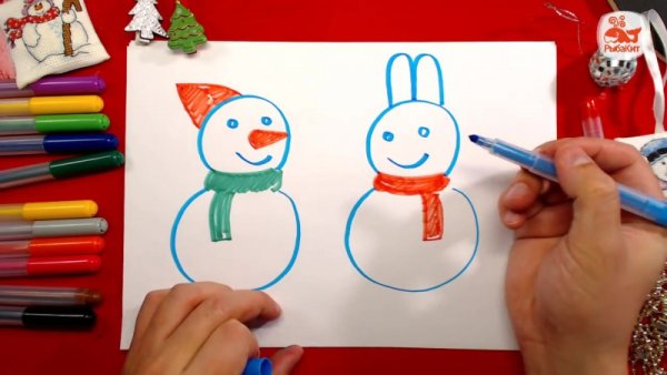 Снеговик фломастерами
