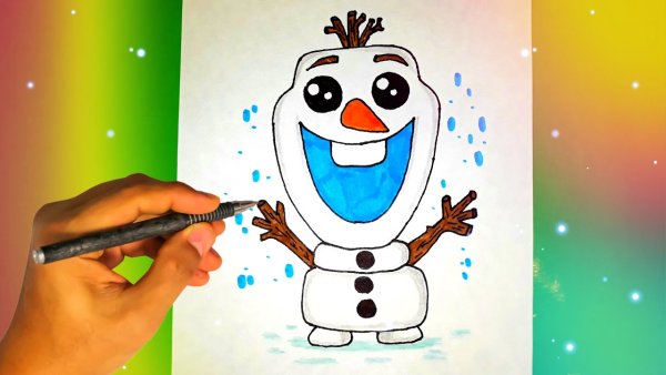 Раскрасить снеговика фломастерами