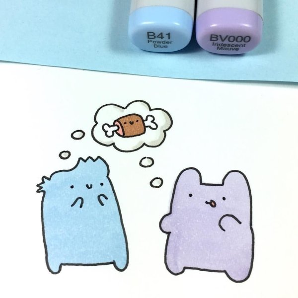 Милые рисунки маркерами Лë