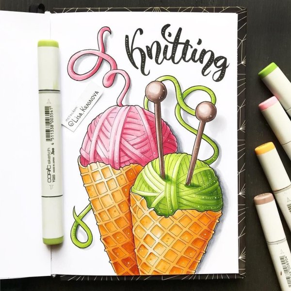 Кот маркерами