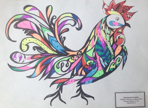 Графика цветными гелевыми ручками