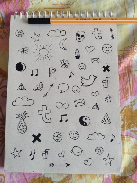 Красивые рисунки чёрной ручкой для срисовки