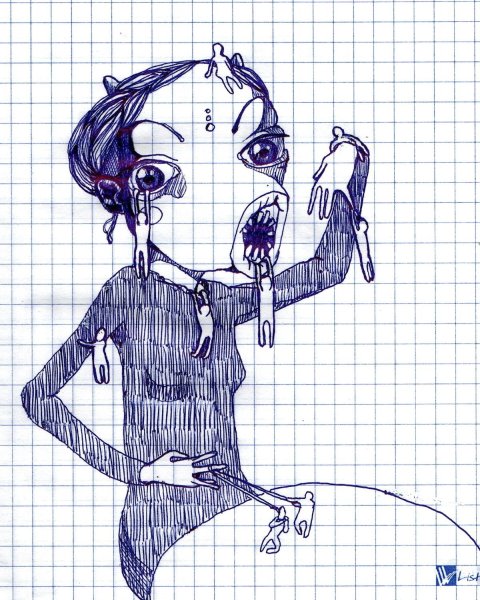 Наброски шариковой ручкой