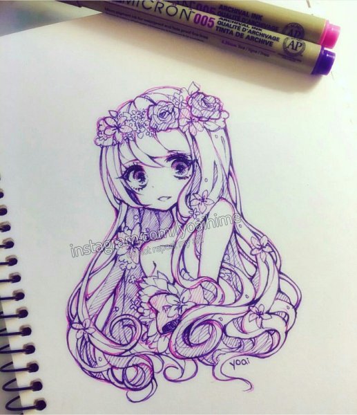 Рисунок ручкой легкий аниме