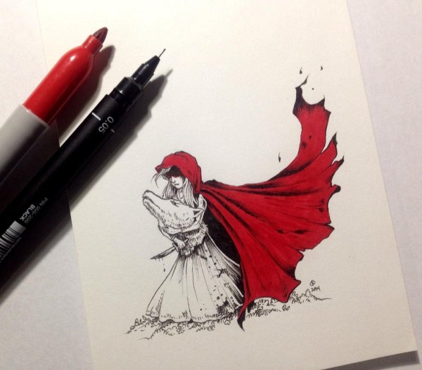 Арты черной ручкой