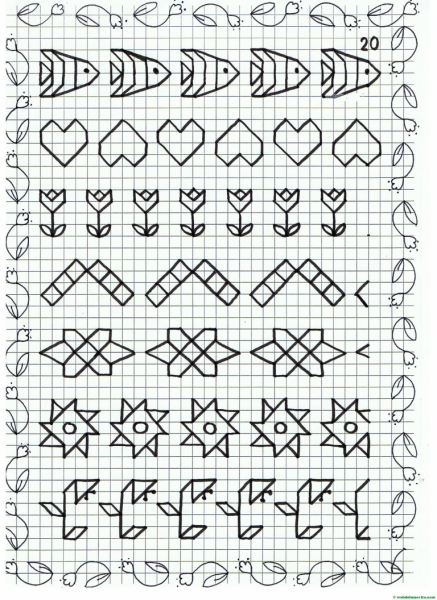 Узоры по клеточкам в тетради