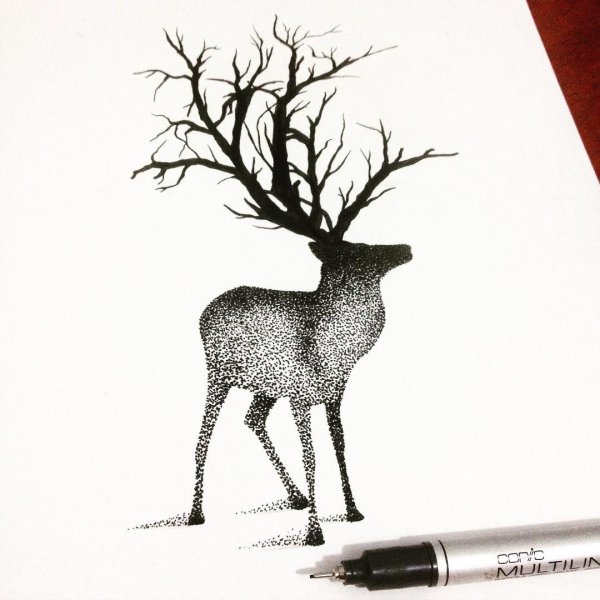 Новогодний пейзаж в графике