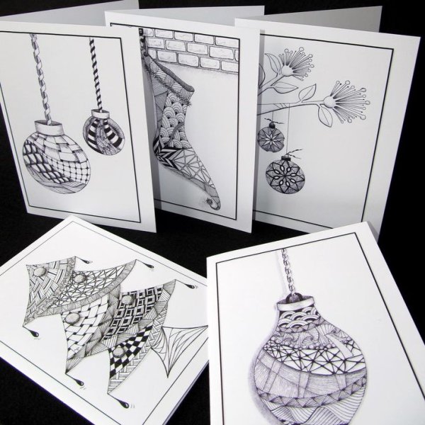 Рисунки чёрной гелевой ручкой