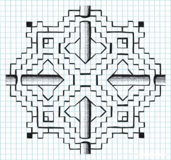 Рисование по клеточкам в тетради ручкой