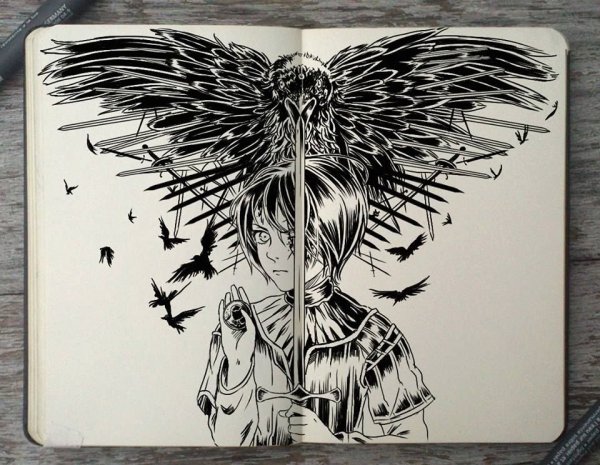 Аниме гелевой ручкой