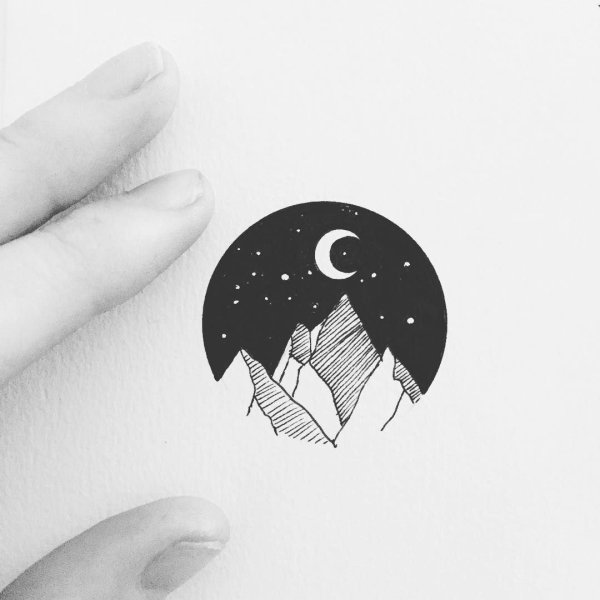 Луна черной ручкой