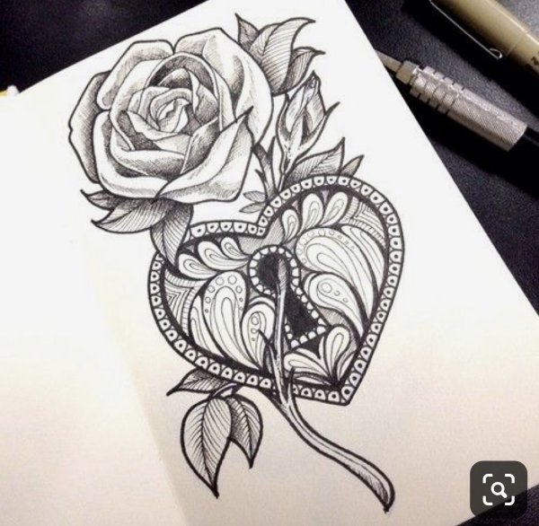 Роза черной ручкой