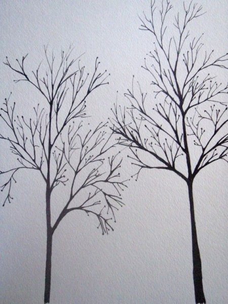 Дерево черной ручкой