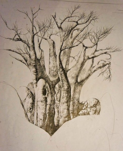 Дерево ручкой