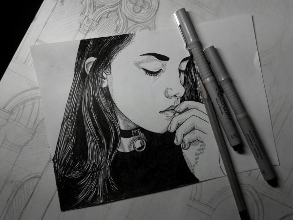 Рисунки чёрной ручкой