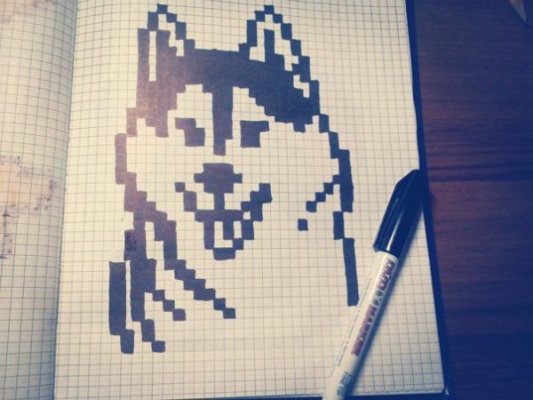 Рисунки для срисовки по клеточкам черно белые