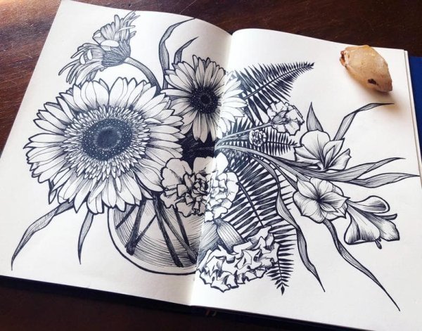 Цветы для срисовки в скетчбук