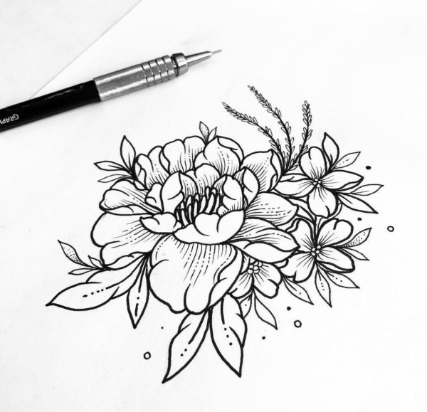 Эскизы тату цветы