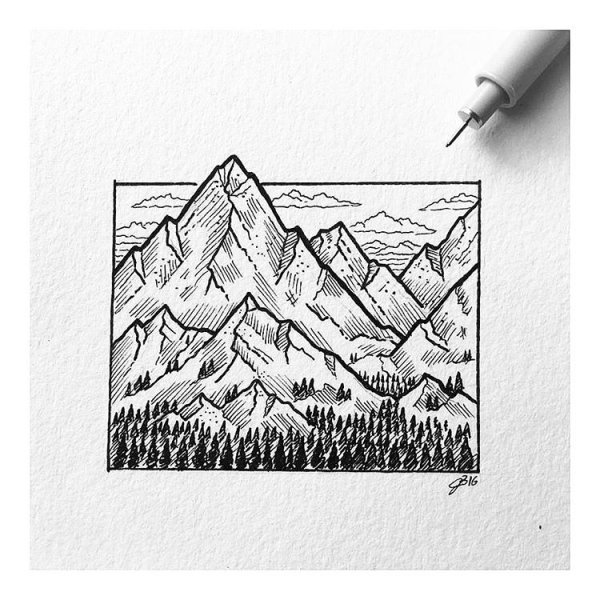 Пейзаж карандашом